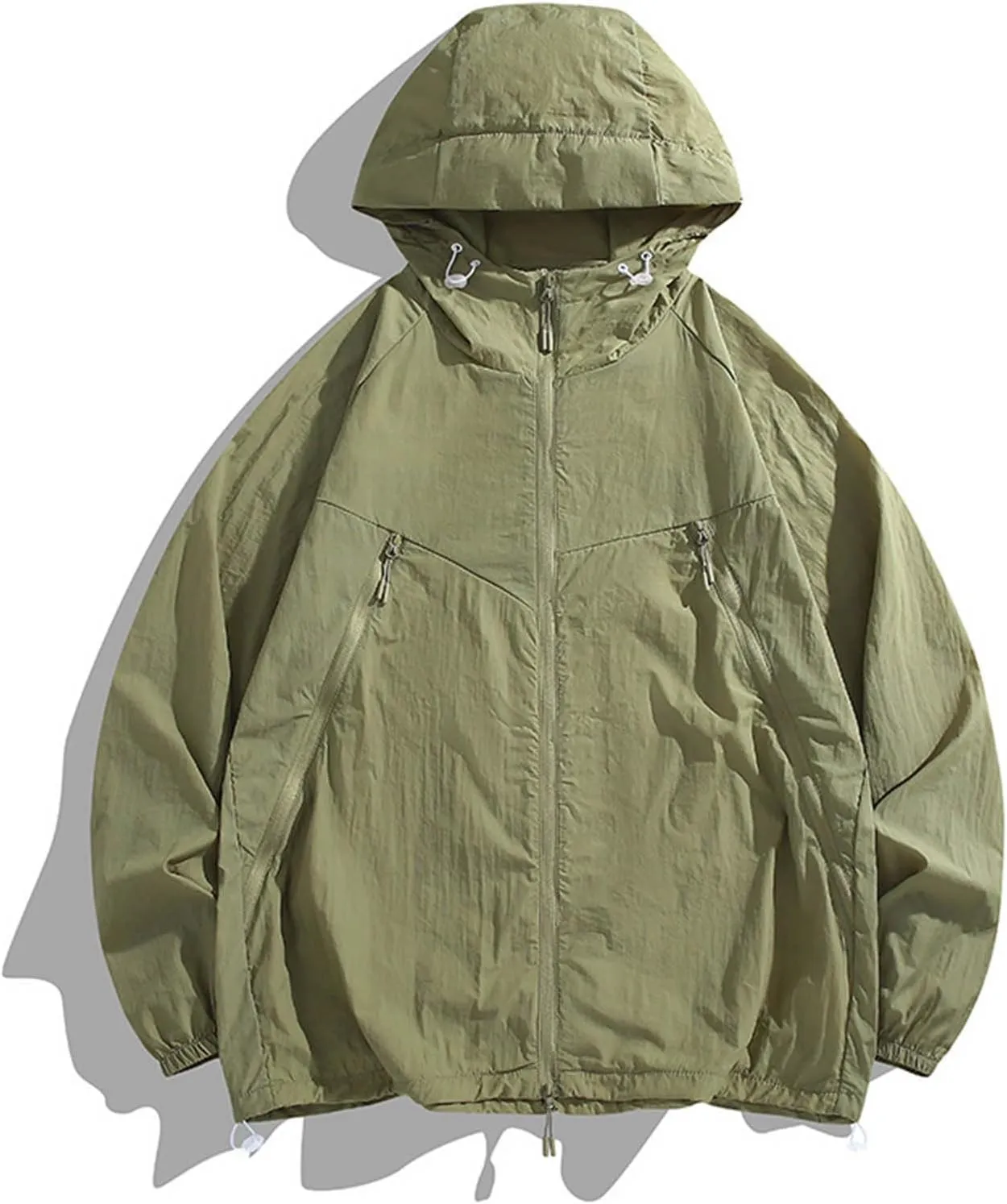 2025 Dropped Shoulder Cooling Sun Jacket for Men Full Zipper Casual Jackets Long Sleeve Loose Coat UV Block Hoodie