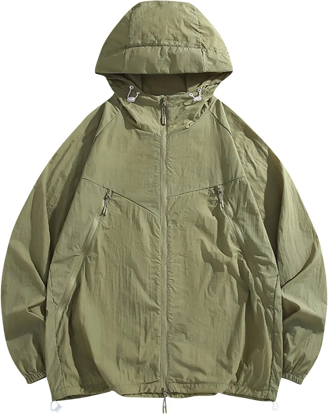 2025 Dropped Shoulder Cooling Sun Jacket for Men Full Zipper Casual Jackets Long Sleeve Loose Coat UV Block Hoodie