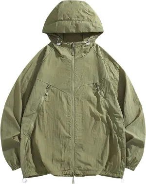 2025 Dropped Shoulder Cooling Sun Jacket for Men Full Zipper Casual Jackets Long Sleeve Loose Coat UV Block Hoodie