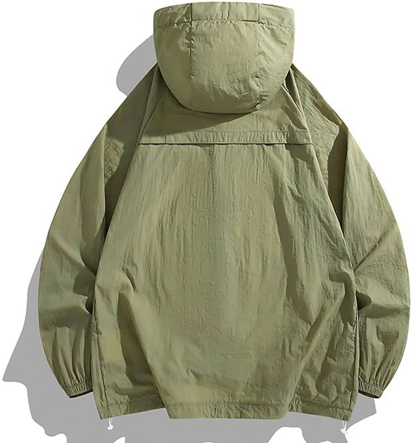 2025 Dropped Shoulder Cooling Sun Jacket for Men Full Zipper Casual Jackets Long Sleeve Loose Coat UV Block Hoodie