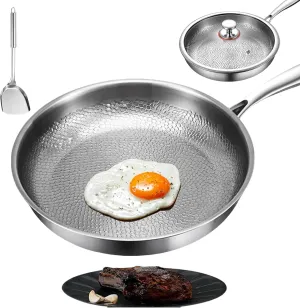 2025 Ultra-Durable Titanium Hammered Pan Pro with Lid, 100% Pure Titanium Multifunctional Scratch-Resistant Non Stick Nutri Pans (XL 30cm/11.81in)