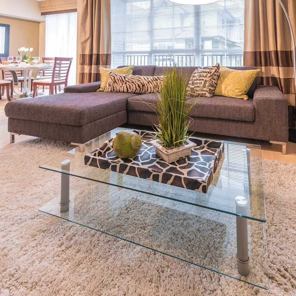 22 inch Square Glass Table Top - Tempered - 1/4" Thick Glass Surface, Safe Flat Polished, Eased Corners, Multipurpose for Dining Table, Patio, Coffee and End Table