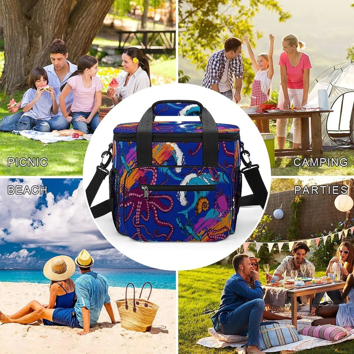 22.5L Waterproof Soft Cooler BagInsulated Lunch Box for Camping Fishing Beach Road Trips