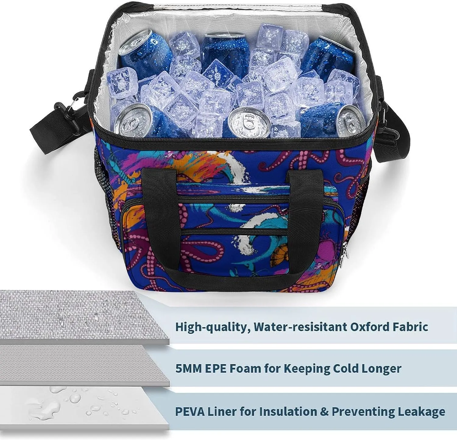 22.5L Waterproof Soft Cooler BagInsulated Lunch Box for Camping Fishing Beach Road Trips