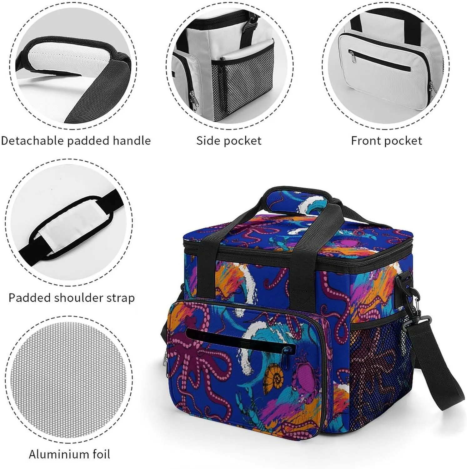 22.5L Waterproof Soft Cooler BagInsulated Lunch Box for Camping Fishing Beach Road Trips
