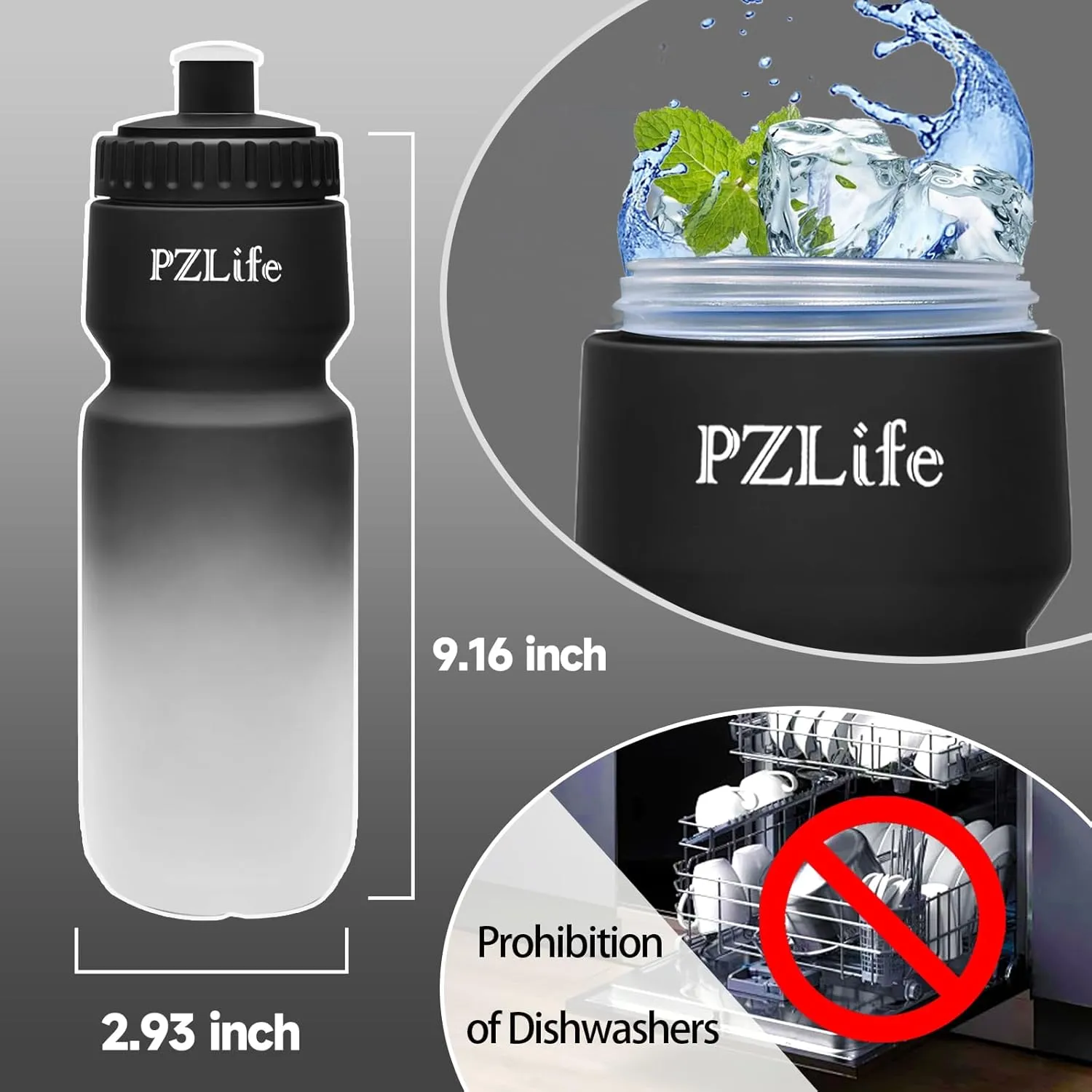 24oz Bike Squeeze Water Bottle, BPA Free Cycling Water Bottle,Leakproof, with Capacity Scale w/Pull Top Lid, Reusable Sport Water Bottle, for Bicycle, Gym,Mountain Bike 4Pack