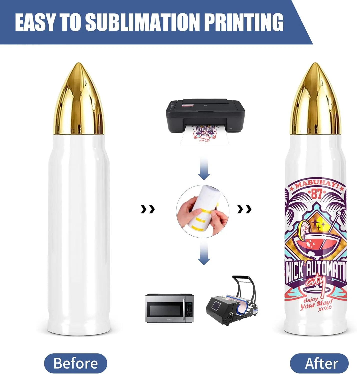 25 Pack Sublimation Water Bottle Blanks 17 oz Sublimation Bullet Tumbler Double Wall Stainless Steel Water Bottle Thermos Flask for Outdoor Travel Sports, Individually Box, White, Diy Gift