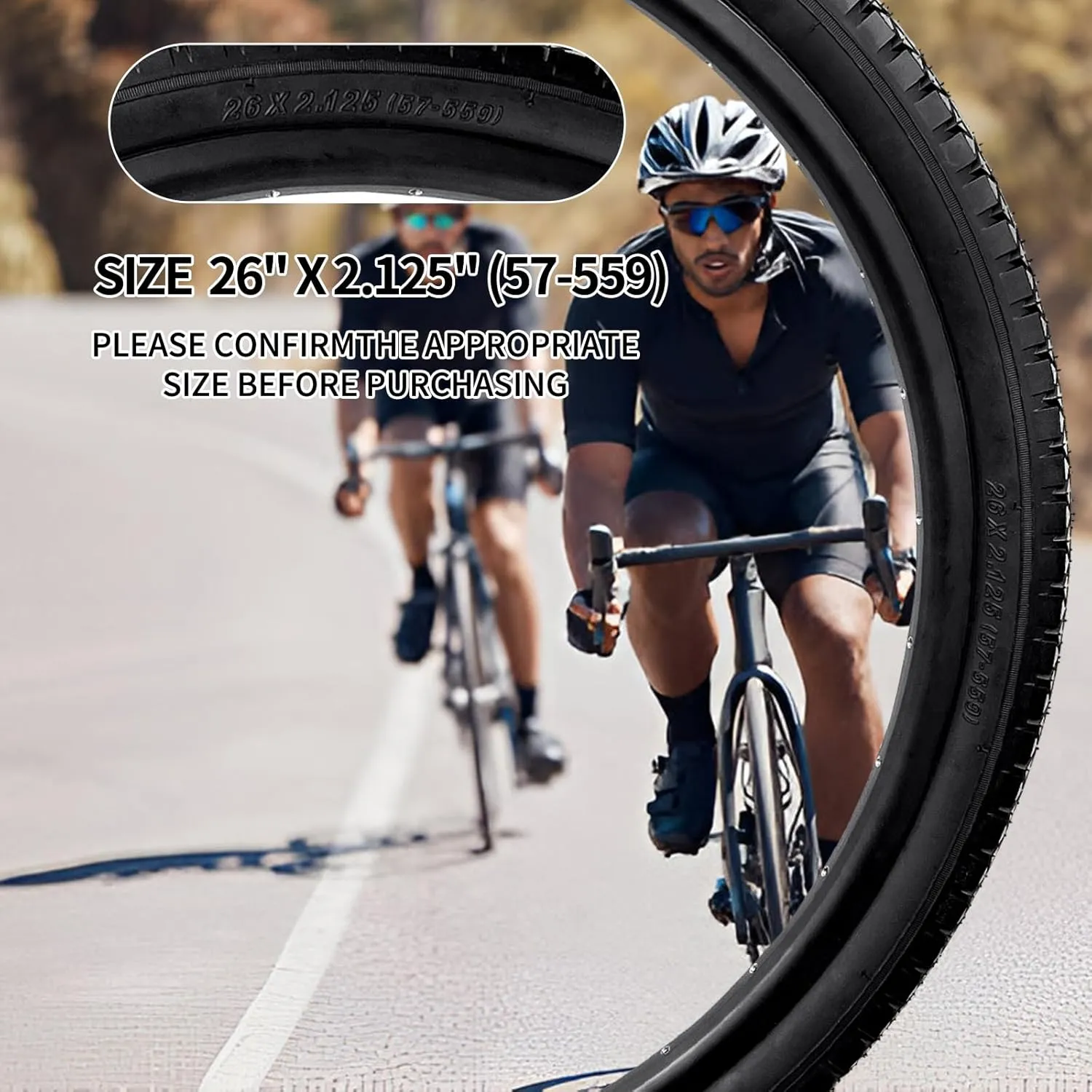 26 Inch Bike Tires，YILUXING 26 X 2.125(57-559) Folding Replacement Tires for Beach Cruiser Bike 2 Pack Bike Tires & Tubes