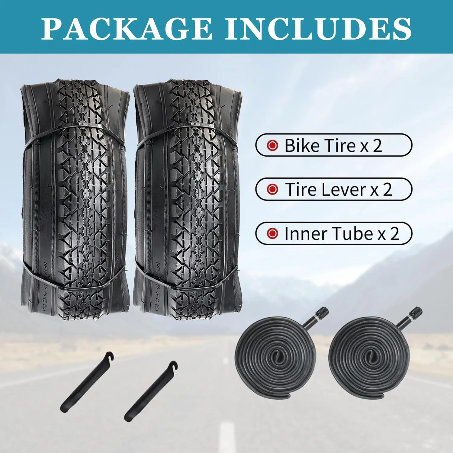26 Inch Bike Tires，YILUXING 26 X 2.125(57-559) Folding Replacement Tires for Beach Cruiser Bike 2 Pack Bike Tires & Tubes