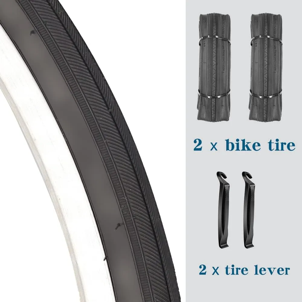 27 X 1 1/4 Bike Tire 27 Inch Road Bike Tires 32-630 Folding Bead Replacement Bicycle Tire Set