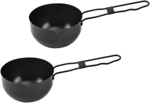 2pcs Portable Iron Cooking Pots Outdoor Camping Soup Pan Energy-saving Kitchen Cookware for Hiking Picnics and Outdoor Cooking