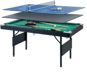 3 in 1 Pool Table for Adults, Folding Multi Game Table with Billiard Table, Table Tennis, Dining Table, Combo Game Table with Accessories for Indoor Game Room Family,65.75" X 35.4" X 31.5",Green