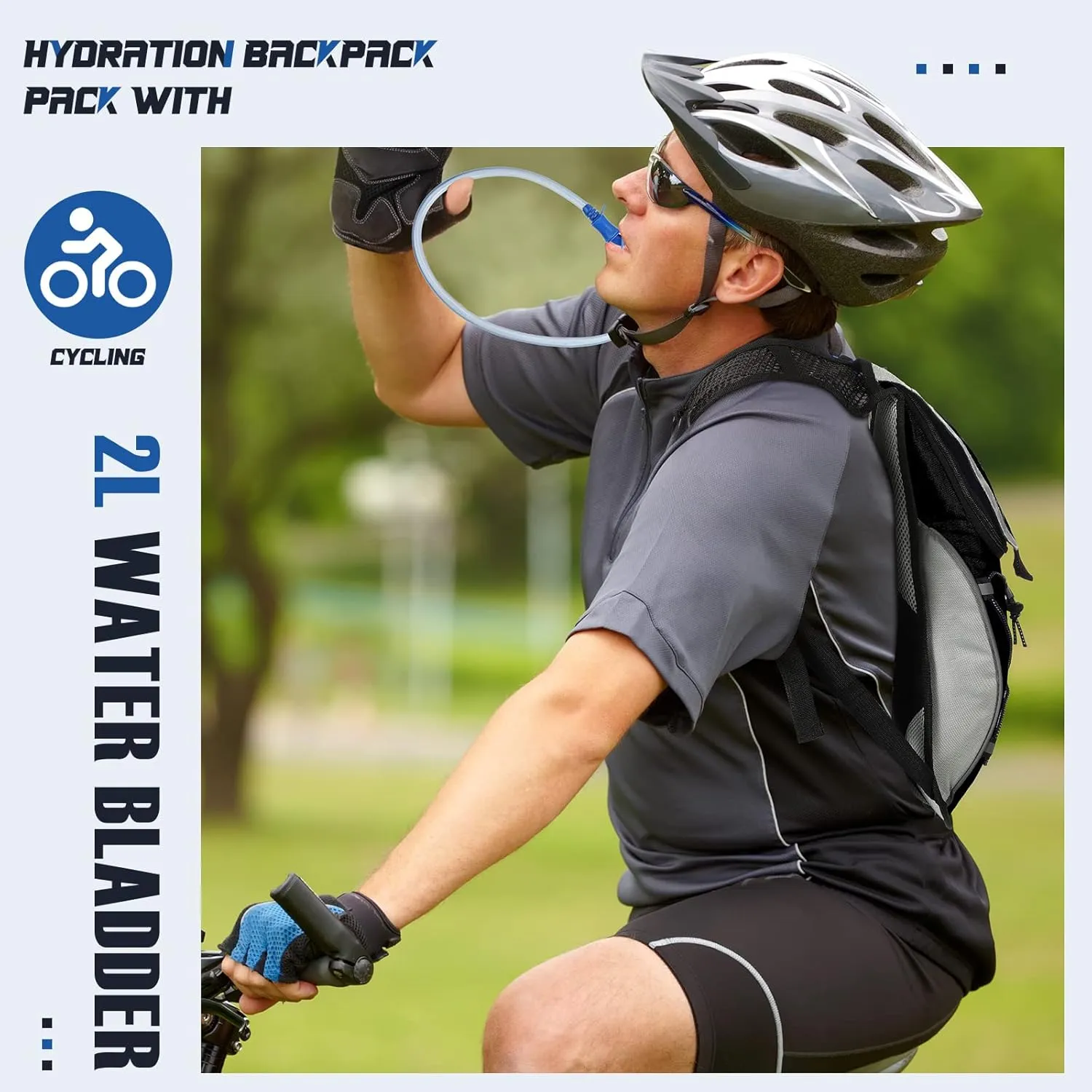 3 Pack Hydration Backpack with 2l Water Bladder,Hydration Pack with Bladder Hiking Running Cycling Biking Water Backpack Bag for Men and Women