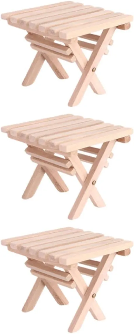 3 Pcs Miniature Folding Tables Creative House Decor Accessories Dollhouse Furniture Models Foldable Table Crafts