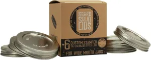 316 Stainless Steel Wide Mouth Mason Jar Lids - 6 Pack - for Storage, Dry Goods, Pickling, Gifts - Durable & Rustproof - Mason Jar Tops