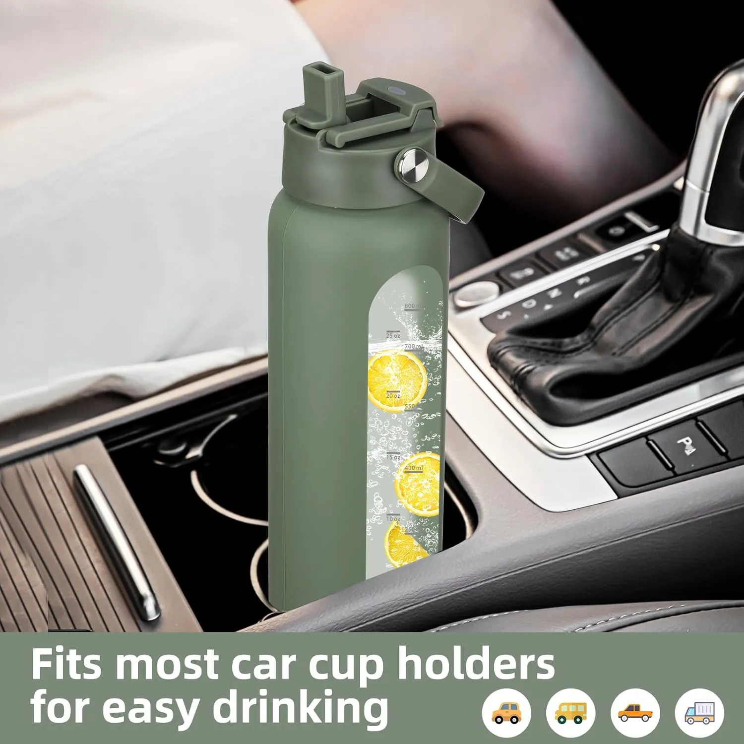32 oz Glass Water Bottle with 2 Lids-Handle Straw Lid & Bamboo Lid,1 Liter Motivataional Tumbler Water Bottle Time Marker, Borosilicate Glass Water Bottles With Silicone Sleeve, Leakproof