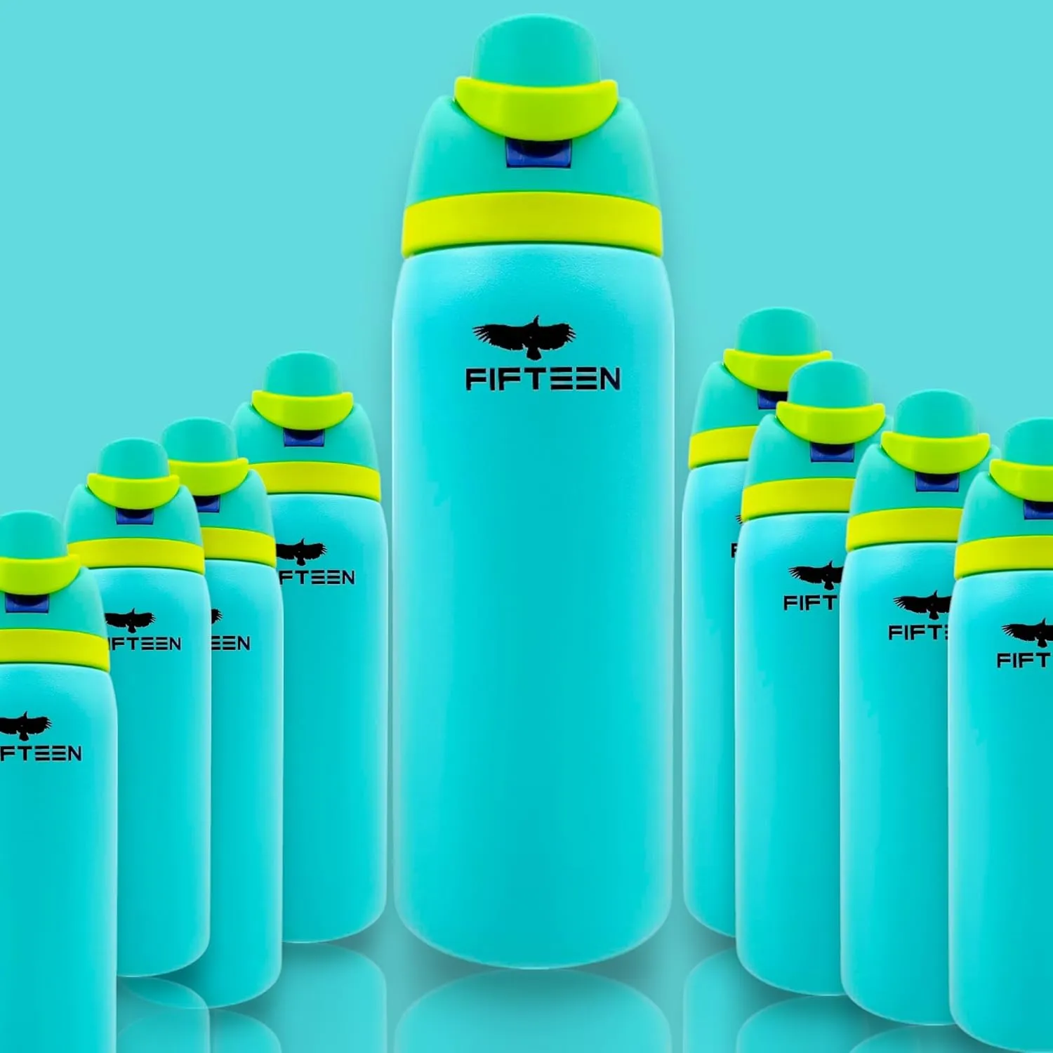 32oz Insulated Stainless Steel Water Bottle – Leakproof & BPA-Free, Flip Straw & Handle Lid, Double Wall Vacuum Flask for Hot & Cold Drinks – Ideal for Gym, Travel, Office (Azure)