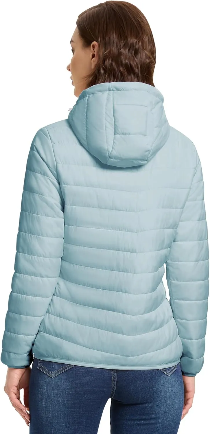 33,000ft Women's Hooded Packable Puffer Jacket Lightweight Warm Puffy Quilted Winter Coat