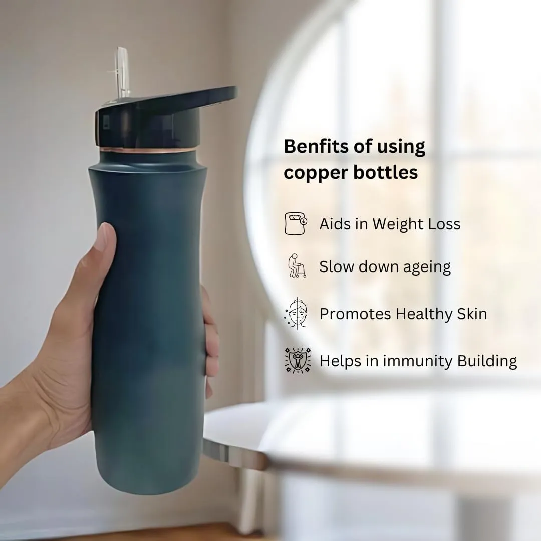 34 oz Copper Water Bottle | Leakproof & Durable Metal | Lightweight & Reusable Tamba Bottle for Home, Office & Travel (Sports Green)