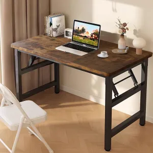 39.4 Inch Folding Table，Square Folding Desks for Small Space,Small Foldable Desk No Assembly,Rustic Brown.