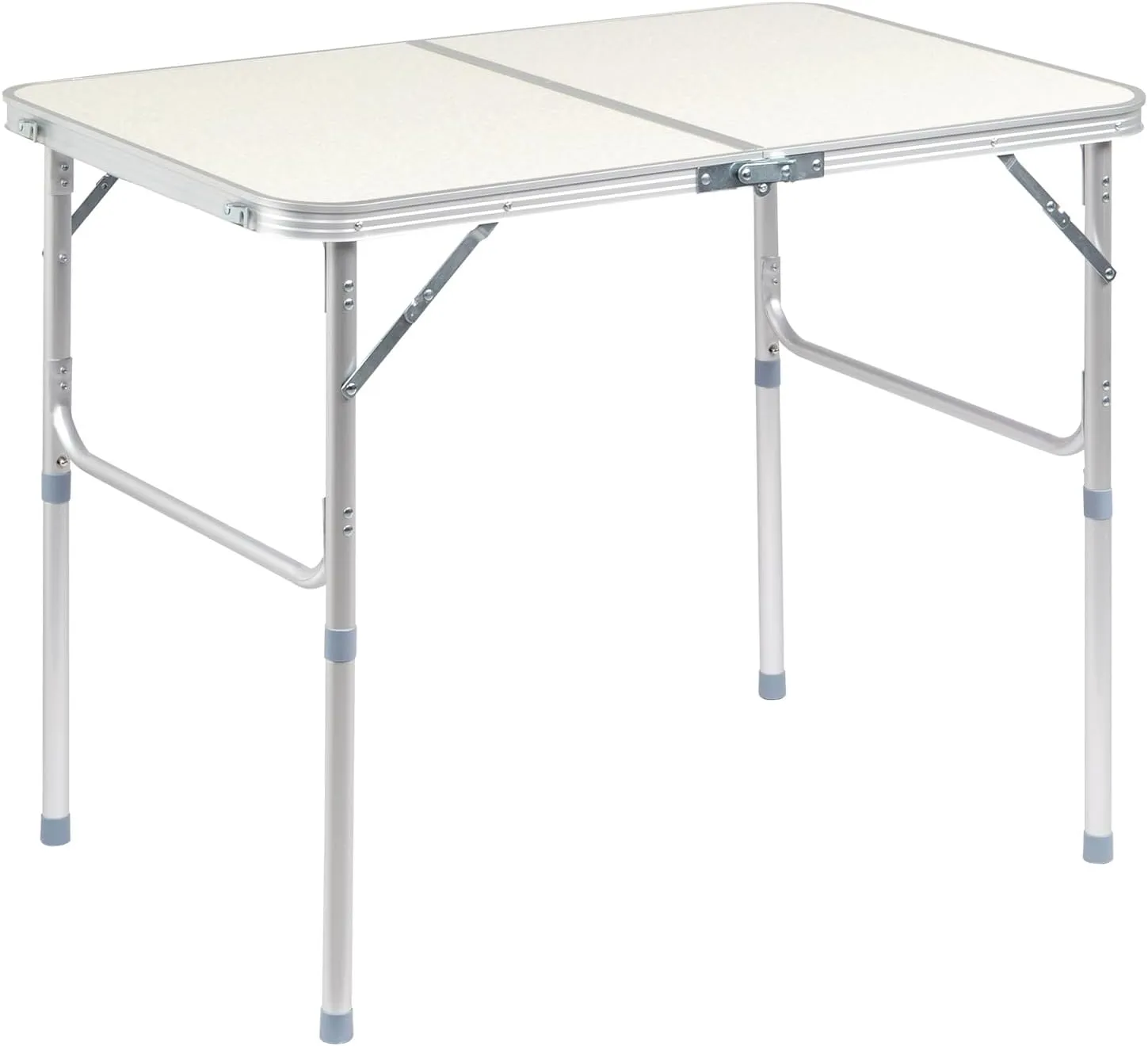 3FT Folding Camping Table with Adjustable Height Legs, Indoor Outdoor Lightweight Portable Aluminum Dining Pinic Table (White)