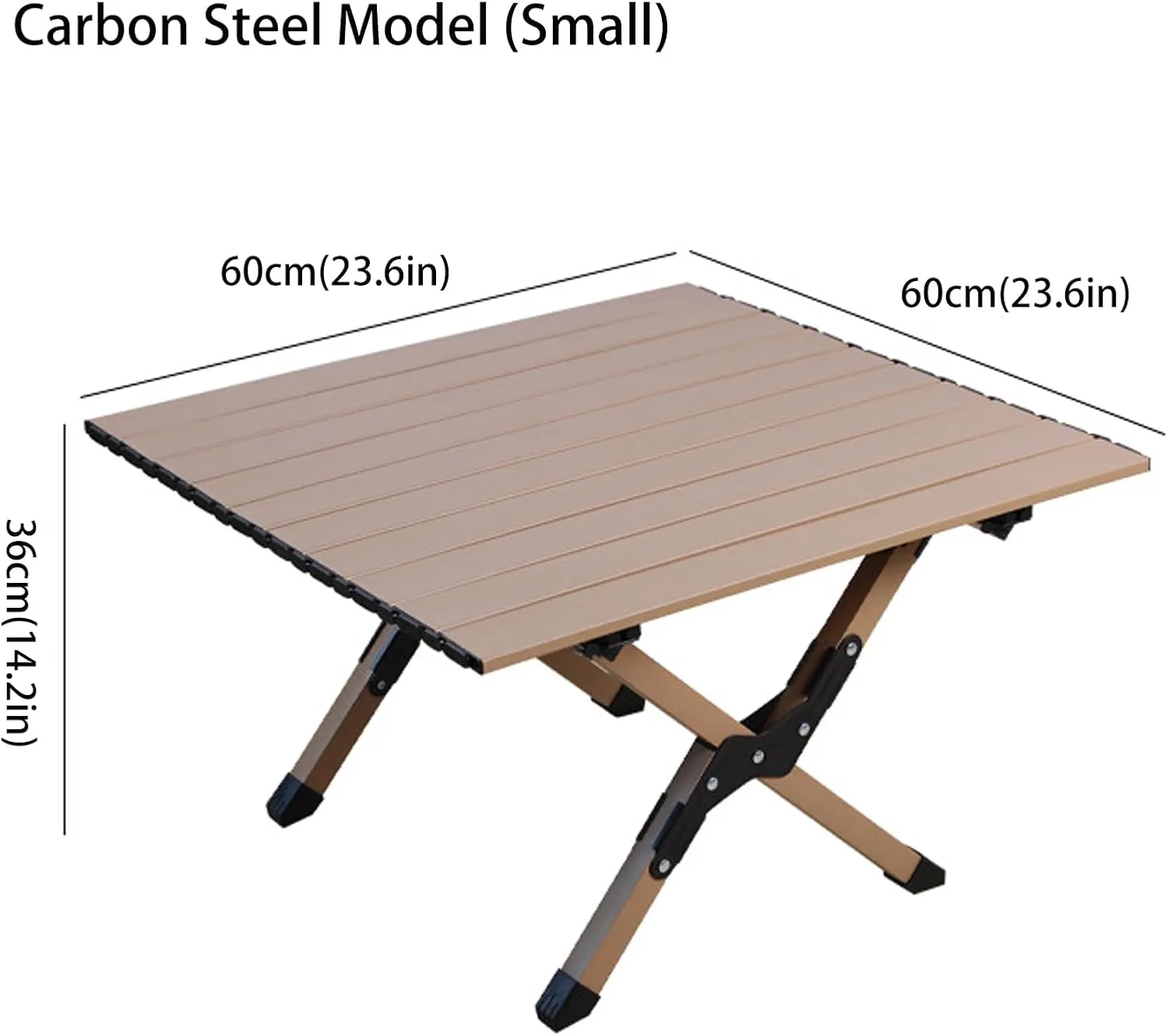 4-6 People Camping Table, Roll-Up Lightweight Picnic Table with Large Aluminum Tabletop & Carrying Bag, Portable Outdoor Folding Table for Hiking, Backpacking & Fishing(Carbon Steel Wood Gra