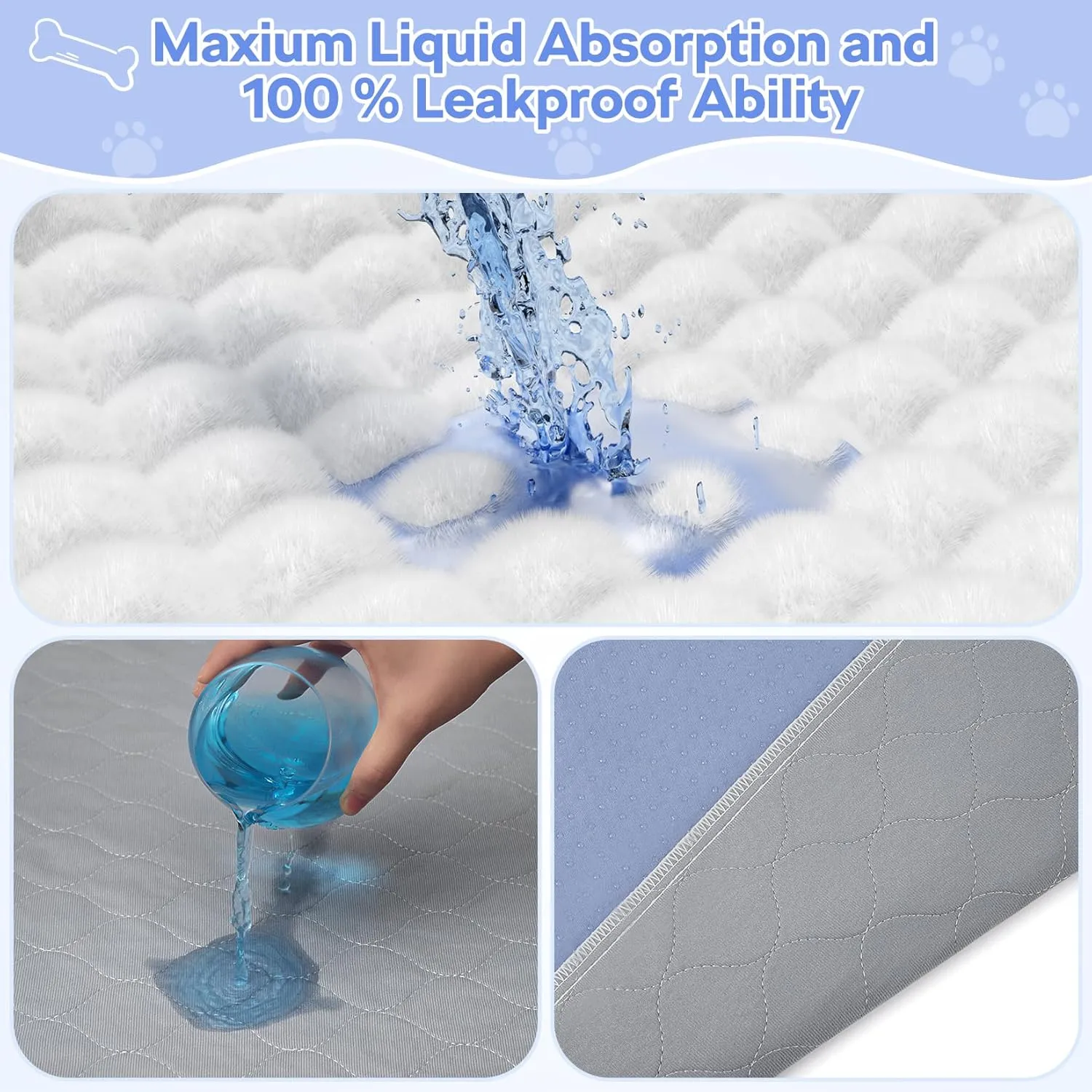 4 Pack 36" x 38" Washable Puppy Pads - Leakproof Quick Drying Pee Pads for Dogs, Reusable Pet Training Pads, Anti-Slip Floor Mat for Dogs, Cats, Bunny, Seniors Bed Pad