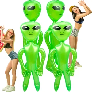 4 Pack 67 Inch Giant Inflatable Alien Green Blow Up Alien Jumbo Inflatable Aliens for Alien Theme Party Halloween Home Decor