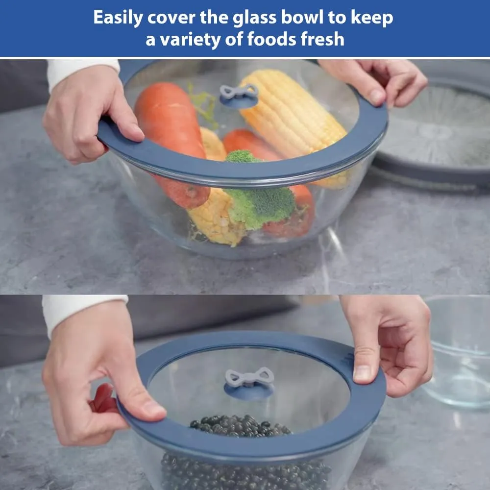 4 Pack Replacement Lids for Pyrex 7201-PC 4 Cup Glass Containers Mixing Bowl Silicone Storage Cover Leakproof Navy