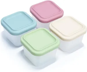 4 Pack Small Silicone Snack Containers with Lids 5 oz Reusable Food Storage Containers Bento Lunch Snack Pots for Adults & Kids Meal Prep Containers BPA Free