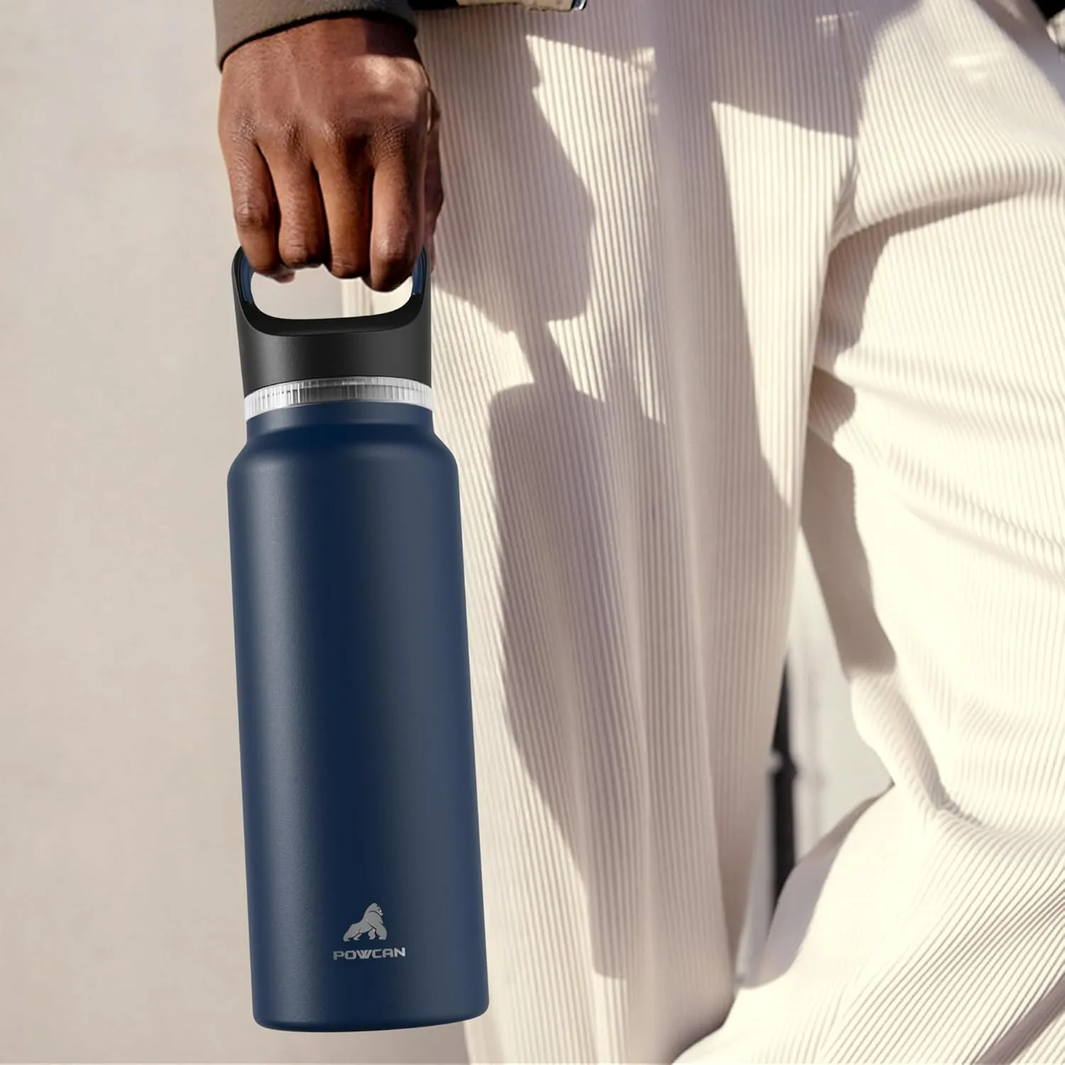 40 oz Insulated Water Bottle for Fishing: 3 Lids, Leakproof, Keep Ice 24H and Hot 12H, Double Wall, Large Metal Water Flask with Handle for Sports, Camping, Hiking, Climbing, Travel (Sage Gray)