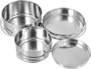 4pcs Camping Cookware Set Stackable Pot Pan Set Stainless Steel Non-Stick Outdoor Cooking Utensils