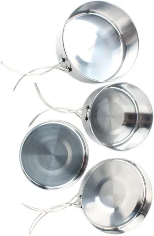 4pcs Stainless Steel Cookware Set Durable Portable Cooking Pan for Camping Hiking Outdoor Cooking Lightweight Kitchenware for People Essential Camping Accessories