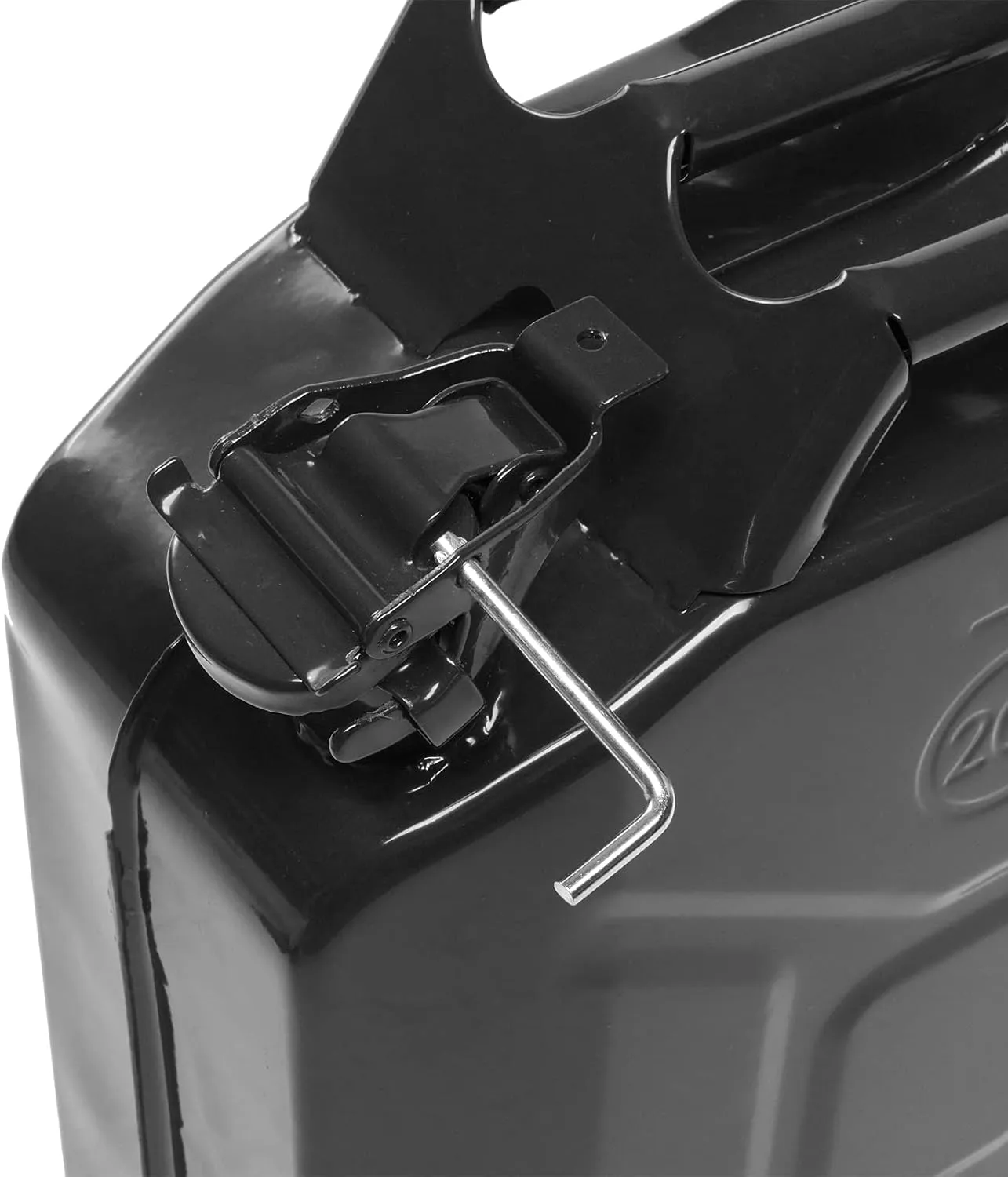 5 Gallon Metal Container with Spout and Handle for Water Liquid 20L Sturdy Storage Jar for Cars Trucks Motorcycle Automotive Equipment (Black, 2 Pack)