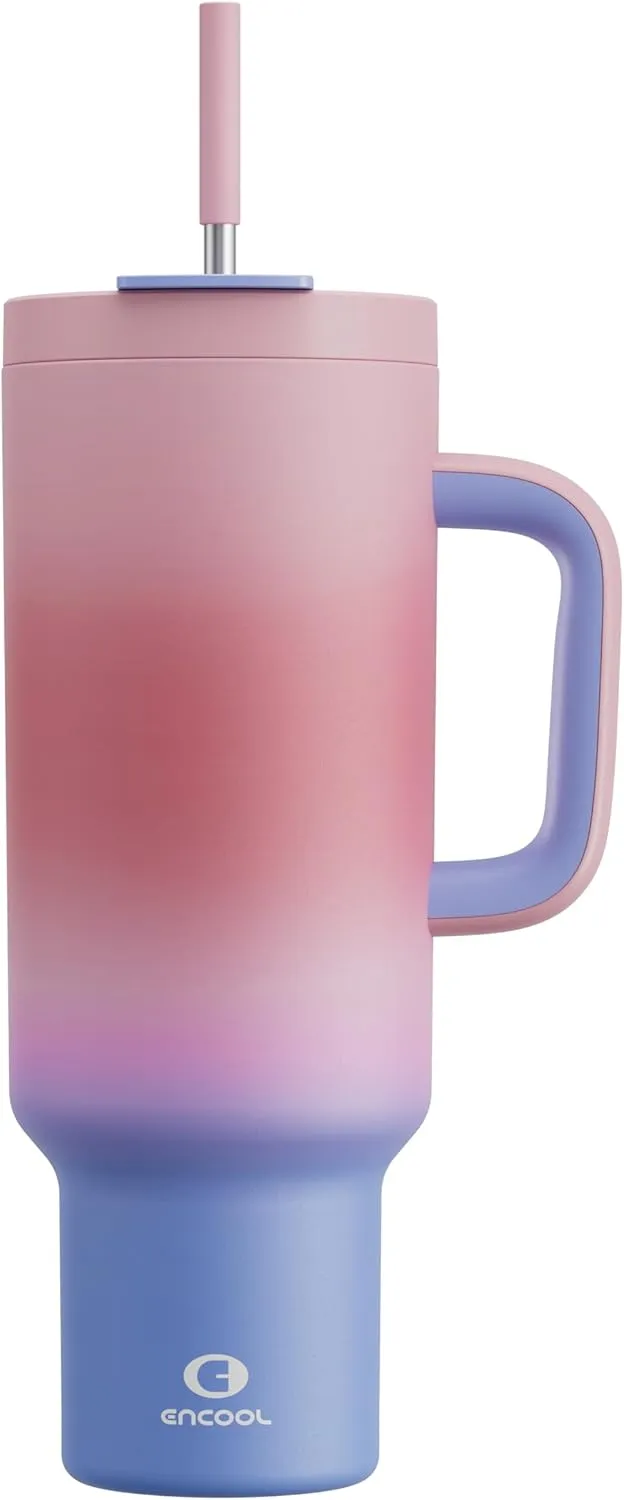 50 oz Tumbler with Handle and Straw, 100% Leakproof Insulated Tumbler with Lid and Straw, Stainless Steel Travel Mug, Keeps Cold for 34 Hours, Car Cup Holder Friendly (Evening Glow)