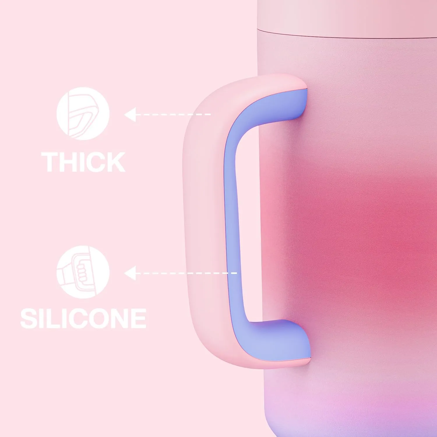 50 oz Tumbler with Handle and Straw, 100% Leakproof Insulated Tumbler with Lid and Straw, Stainless Steel Travel Mug, Keeps Cold for 34 Hours, Car Cup Holder Friendly (Evening Glow)
