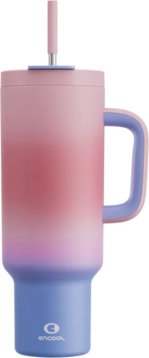 50 oz Tumbler with Handle and Straw, 100% Leakproof Insulated Tumbler with Lid and Straw, Stainless Steel Travel Mug, Keeps Cold for 34 Hours, Car Cup Holder Friendly (Evening Glow)