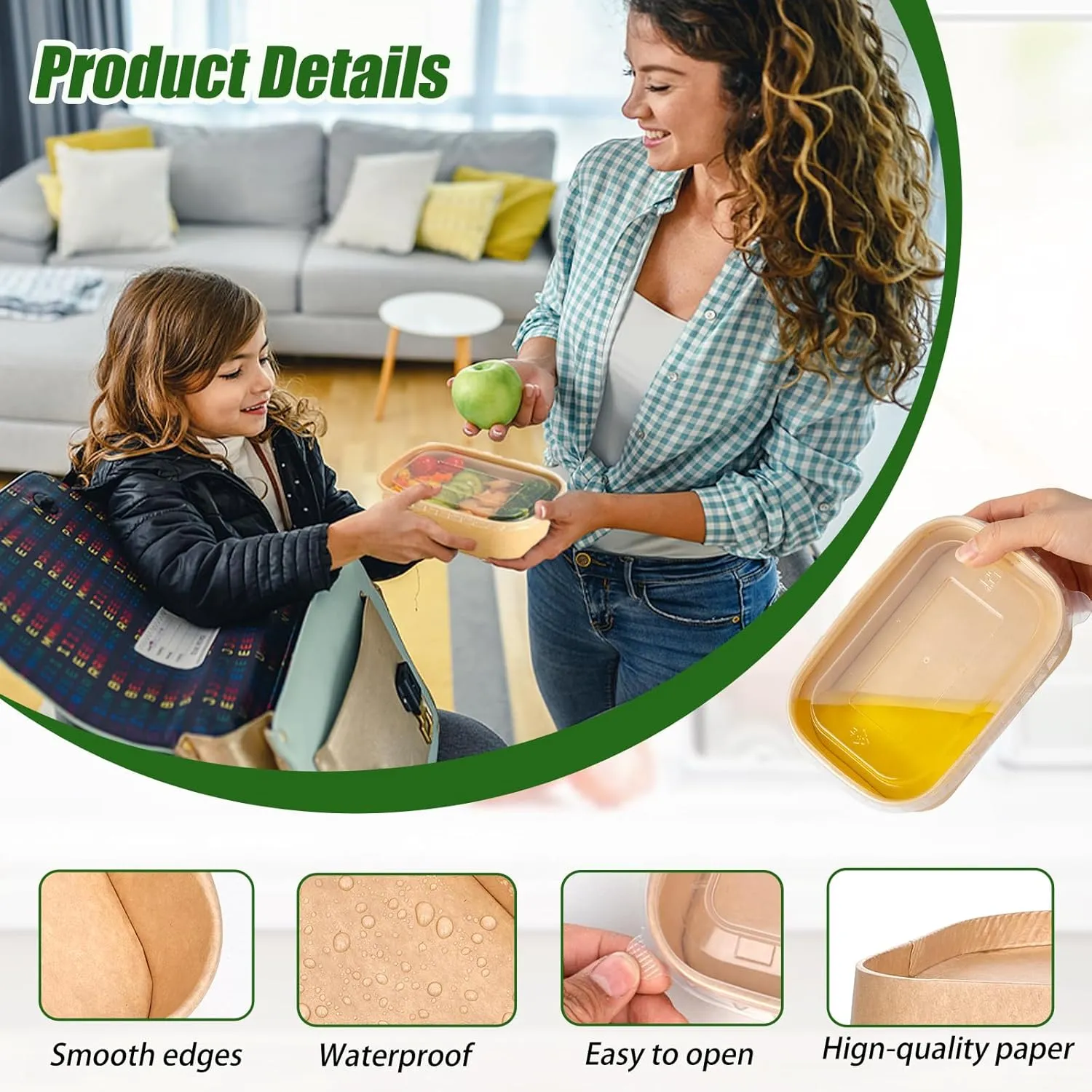 50-Pack 29oz Disposable Kraft Paper Bowls【with Lids and Forks】, Meal Prep Containers Disposable Large Paper Bowls, Leakproof Deli Food Containers Treat Serving Bowls, Microwave Safe for Hot/Cold Food