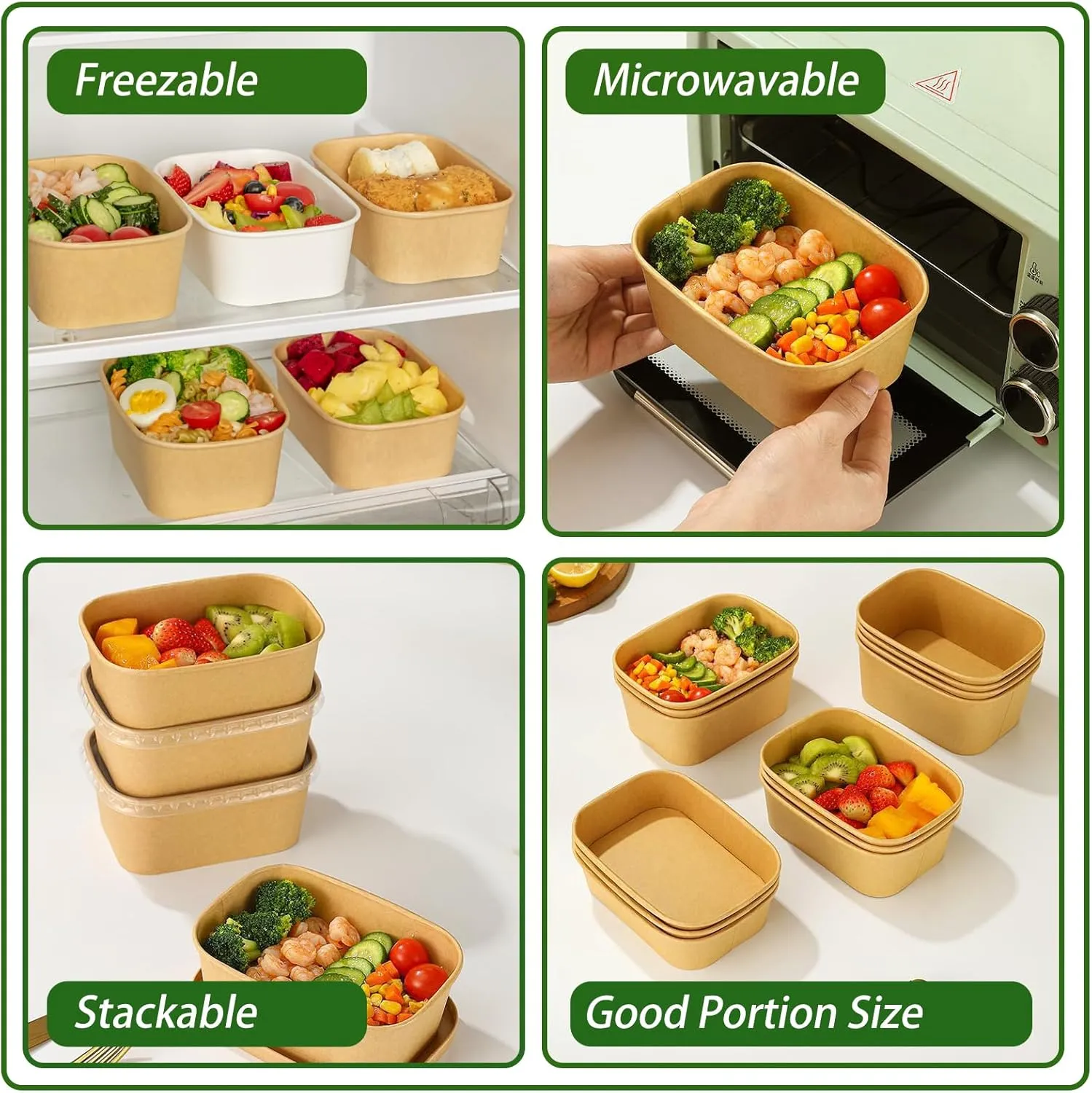 50-Pack 29oz Disposable Kraft Paper Bowls【with Lids and Forks】, Meal Prep Containers Disposable Large Paper Bowls, Leakproof Deli Food Containers Treat Serving Bowls, Microwave Safe for Hot/Cold Food