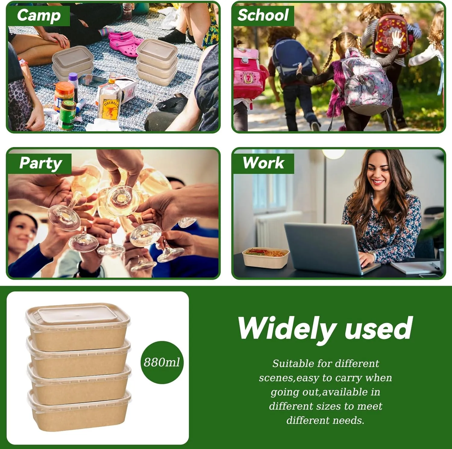 50-Pack 29oz Disposable Kraft Paper Bowls【with Lids and Forks】, Meal Prep Containers Disposable Large Paper Bowls, Leakproof Deli Food Containers Treat Serving Bowls, Microwave Safe for Hot/Cold Food
