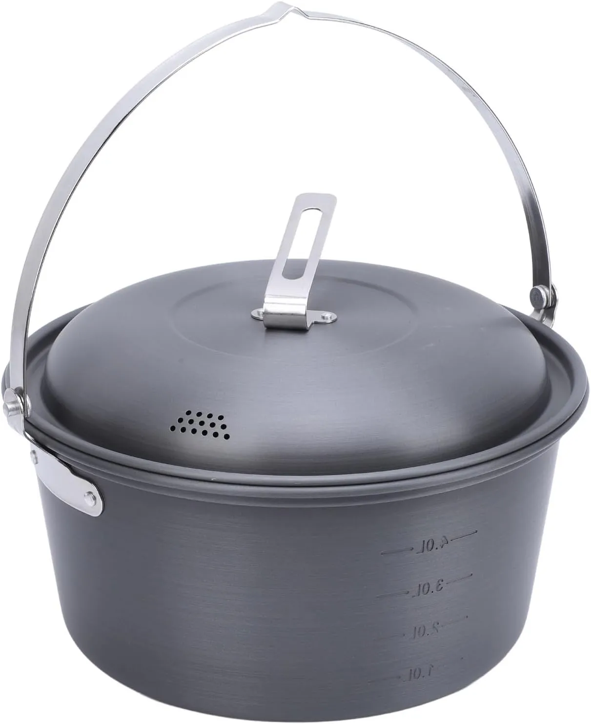 5.0L Camping Pot, Aluminum Hanging Pot for 6-8 Person, Lightweight Cookware, Portable Picnic Cookware Kit for Outdoor Hiking, Barbecue, Cooking, Boiling, Steaming, Grilling