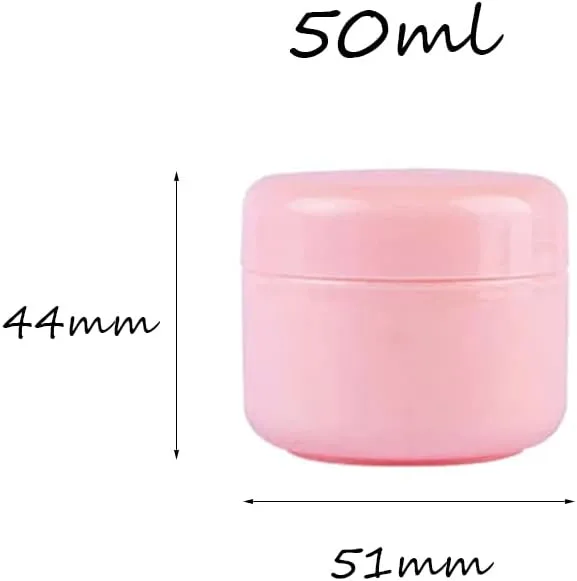 50ml Portable Pink PP Facial Cream Bottle Pot Jars Refillable Leakproof Lip Balm Lotion Cream Beauty Product Storage Container Tins （Pack of 30）
