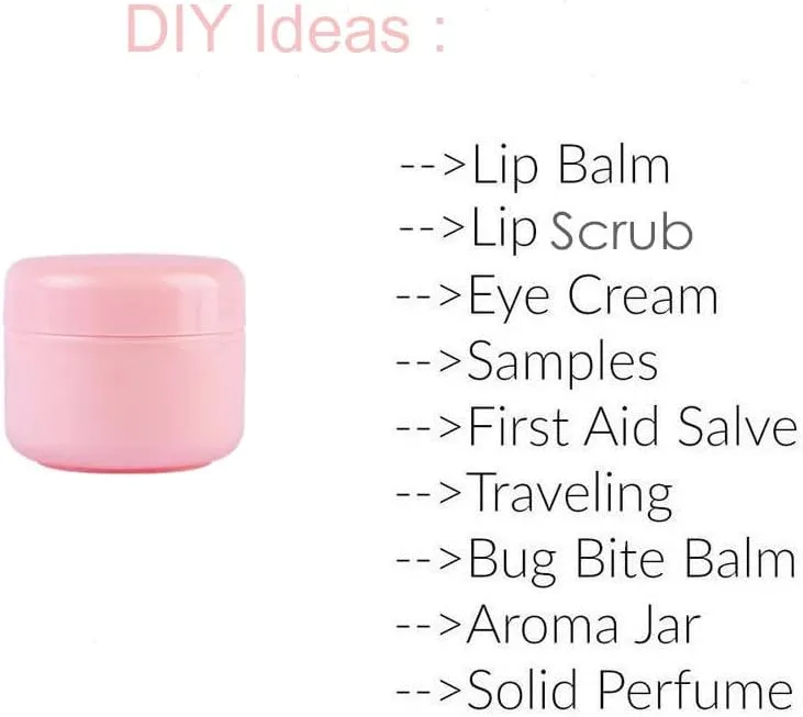 50ml Portable Pink PP Facial Cream Bottle Pot Jars Refillable Leakproof Lip Balm Lotion Cream Beauty Product Storage Container Tins （Pack of 30）