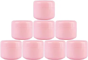 50ml Portable Pink PP Facial Cream Bottle Pot Jars Refillable Leakproof Lip Balm Lotion Cream Beauty Product Storage Container Tins （Pack of 30）