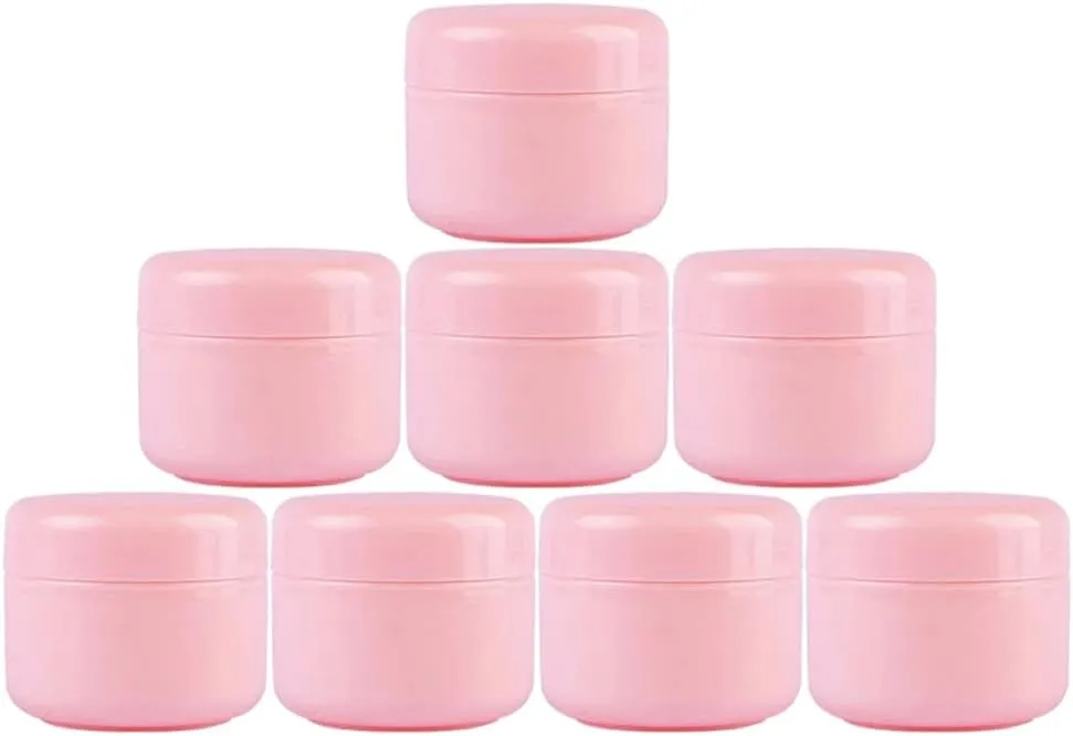 50ml Portable Pink PP Facial Cream Bottle Pot Jars Refillable Leakproof Lip Balm Lotion Cream Beauty Product Storage Container Tins （Pack of 30）