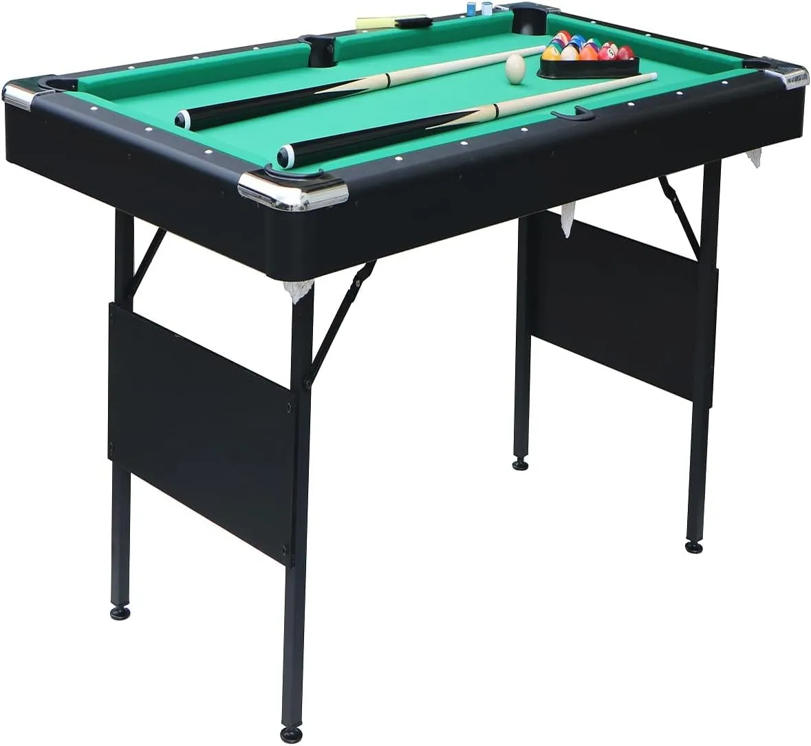 5.5 FT Billiards Table,Stable Pool Table,Portable Pool Billard Table Includes Full Set of Balls,2 Cue Sticks,Chalk,and Felt Brush,Foldable&Easy Assembly for Adult/Teenagers/Kids/F