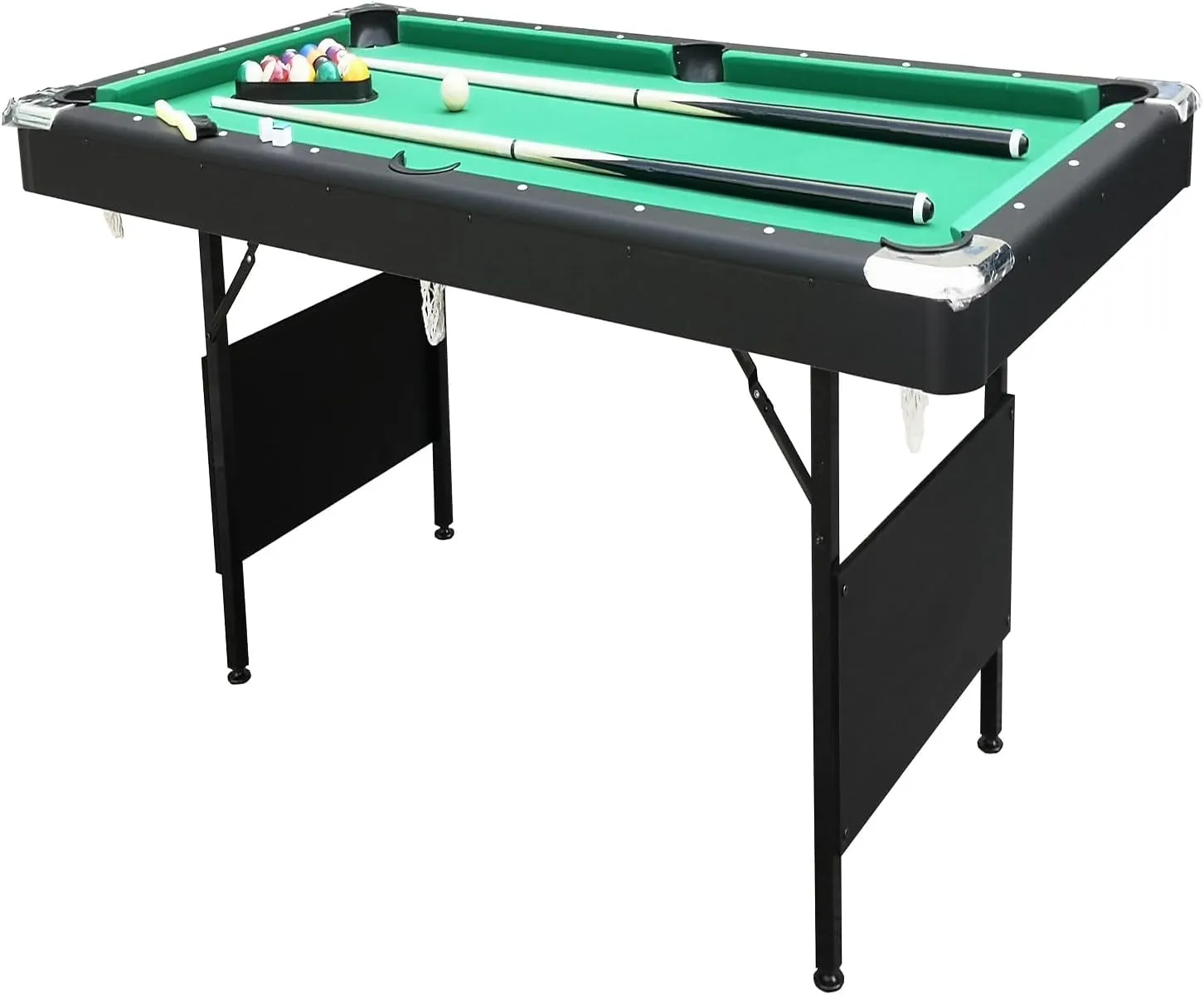 5.5 FT Billiards Table,Stable Pool Table,Portable Pool Billard Table Includes Full Set of Balls,2 Cue Sticks,Chalk,and Felt Brush,Foldable&Easy Assembly for Adult/Teenagers/Kids/F