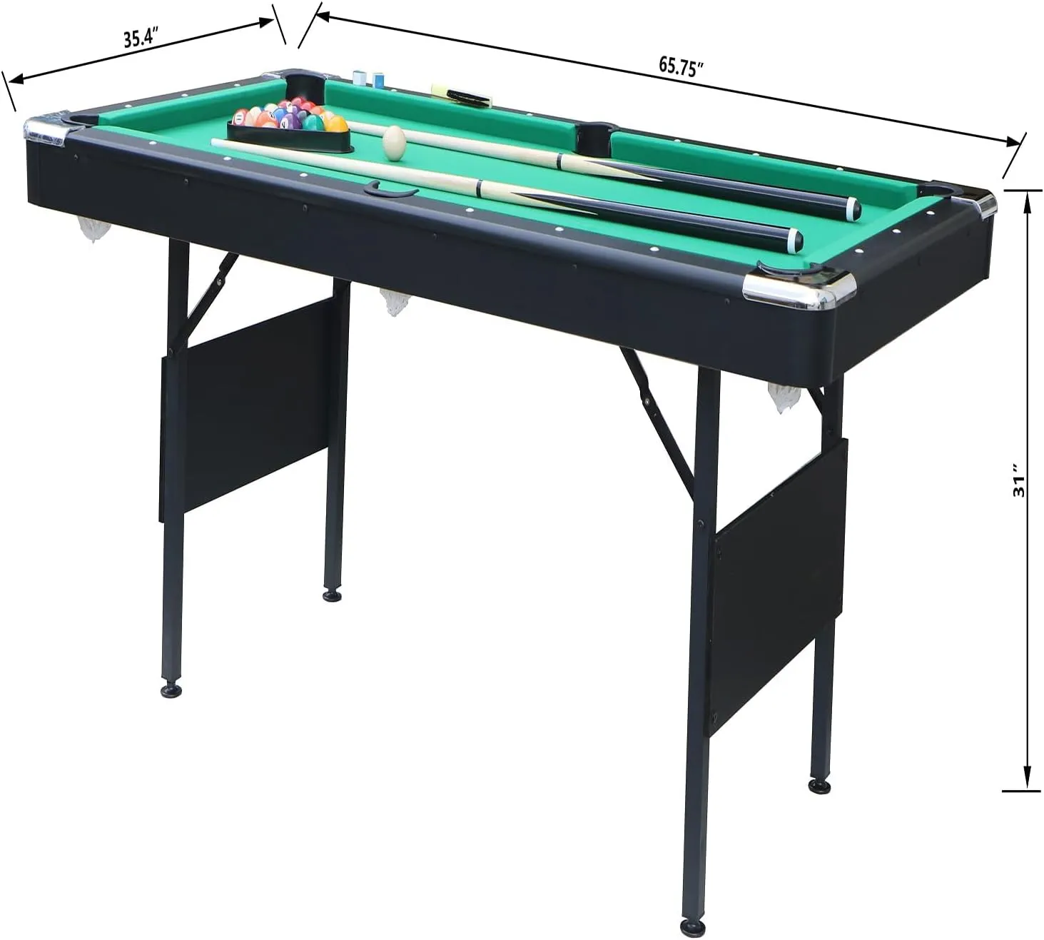 5.5 FT Billiards Table,Stable Pool Table,Portable Pool Billard Table Includes Full Set of Balls,2 Cue Sticks,Chalk,and Felt Brush,Foldable&Easy Assembly for Adult/Teenagers/Kids/F
