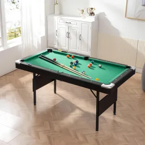 5.5 FT Billiards Table,Stable Pool Table,Portable Pool Billard Table Includes Full Set of Balls,2 Cue Sticks,Chalk,and Felt Brush,Foldable&Easy Assembly for Adult/Teenagers/Kids/F