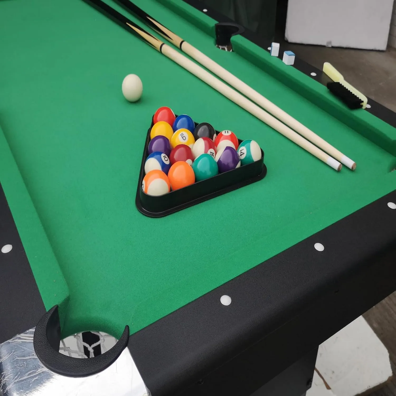 5.5 FT Billiards Table,Stable Pool Table,Portable Pool Billard Table Includes Full Set of Balls,2 Cue Sticks,Chalk,and Felt Brush,Foldable&Easy Assembly for Adult/Teenagers/Kids/F
